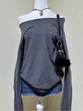 Y2K Indie Sleaze Grunge Off Shoulder Wrangler Oversized Top